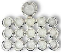 (16) Sterling Silver & Glass Coasters