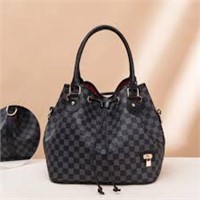Butied Checkered Tote Shoulder Bag with Pouch