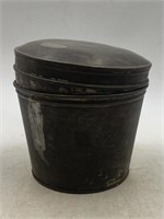 Antique tin metal pudding mold with lid