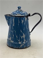 Vintage blue and white granite wear coffee pot