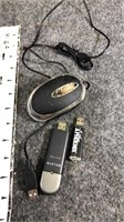 used flash drives and computer mouse