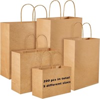 200 Pcs 16 Inch Large Kraft Paper Bags Mixed Size