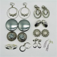 Silver Tone Earring Lot of 10