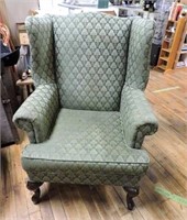 Vintage Wingback Chair W/ Queen Anne Feet