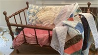 Antique doll crib 28 x 15 x 19, handmade, quilted