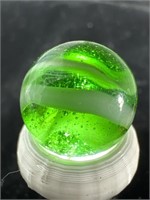 Emerald green slag glass marble 5/8” mint