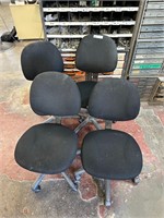 (4) black cloth office chairs