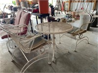 Wrought Iron Table w/2 Spring Chairs