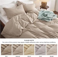 Bedsure 100% Washed Cotton Duvet Cover Queen - War