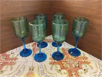 Blue Green Wine Glasses (set of 6)