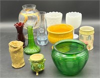 HAAGEN, MILK GLASS VASES & MORE