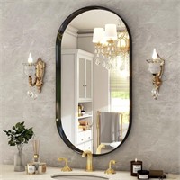 30*17 Black Oval Bathroom Mirror