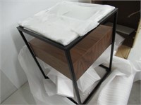 Glass-Top, w/ Thick Wood-Pattern-Design Undershelf