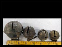 LOT OF FOUR ANTIQUE SLEIGH BELLS