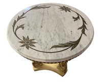 Italain Provincial Marble Top End Table
