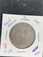1944 South African silver 2 1/2 schilling