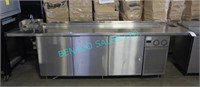 1X,S/S 120"x 30",3 Dr COLD PREP TABLE,W/ HAND SINK