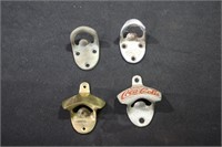 Coca Cola bottle opener & 3 other bottle openers