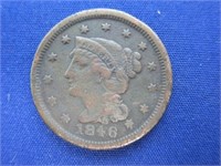 1846 BRAIDED HAIR LARGE CENT - VERY GOOD DETAILS