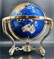 Gorgeous 20" Art Blue Lapis Gemstone World Globe
