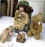 Bearington & Progressive Plush Bears Ceramic Doll