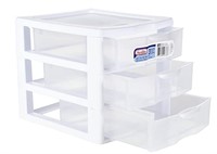 Small 3 Drawer Unit White Frame Clear Drawers