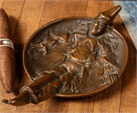 Vintage Copper Jester Figural Ashtray