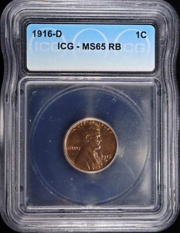 1916-D LINCOLN CENT ICG MS65 RB, LOTS OF RED