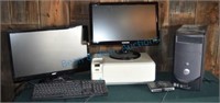 Two monitor, keyboard, computer