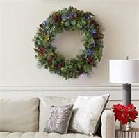 32-inch Pre-Lit LED Mixed Greenery Wreath  $87