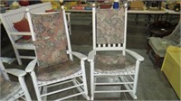 (2X) WHITE PAINTED PORCH ROCKERS W/PADS