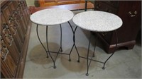 (2X) GRANITE TOP OUTDOOR TABLES METAL LEGS