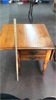 Wooden drop leaf side table w/ drawer
