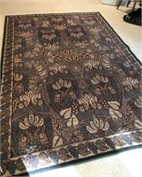 Area Rug Green and Beige Floral Print