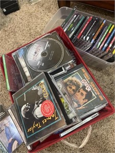 Basket and tote full of CDs/ games etc