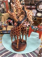Wooden carved giraffes