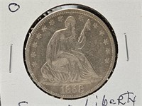 1858 O Seated Liberty Half Dollar Silver Coin