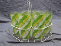1950s Striped Yellow & Green Highball Glasses