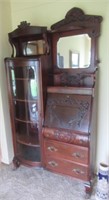 Antique drop front desk with side China cabinet