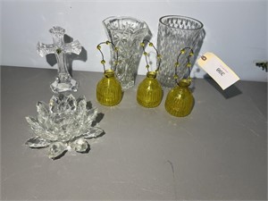 WATERFORD CRYSTAL CROSS AND OTHER GLASS AND