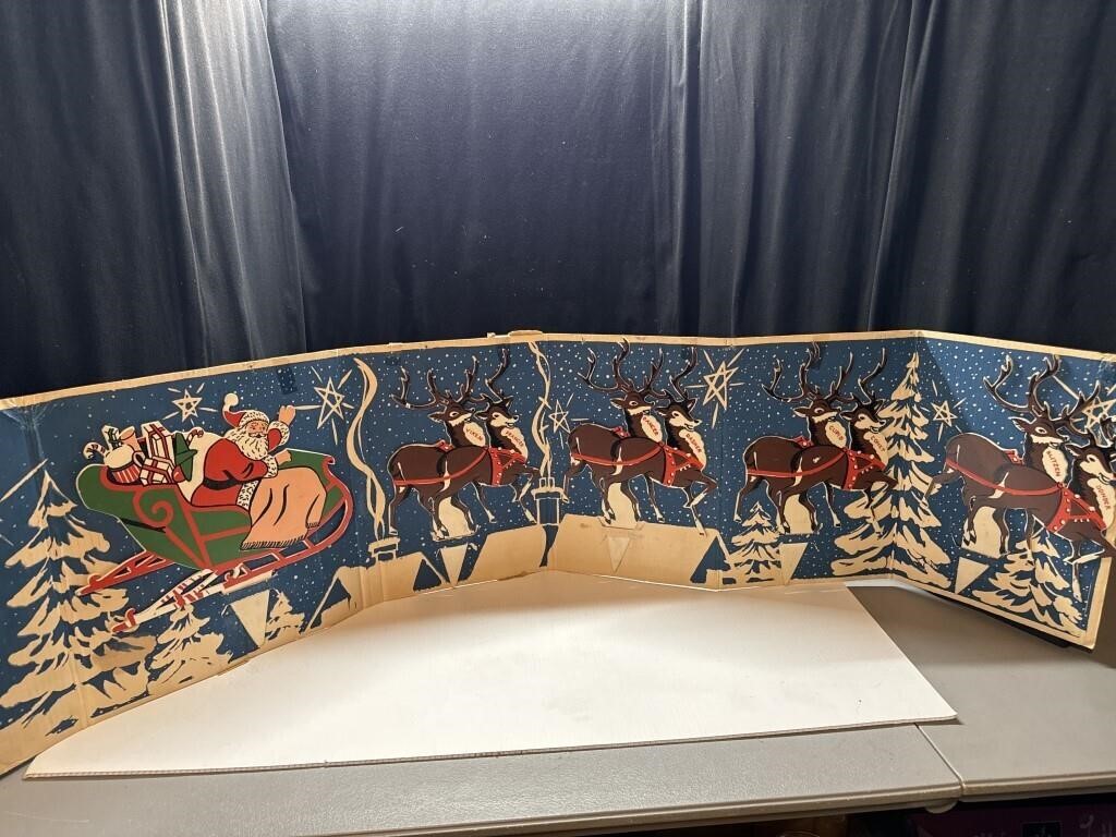 Vintage Santa Sleigh with all Raindeer 55 inch