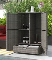 Outdoor PE Rattan Wicker Towel Rack & Toy Cabinet