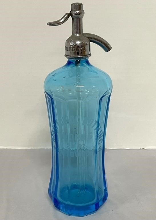 Blue Glass Seltzer Bottle