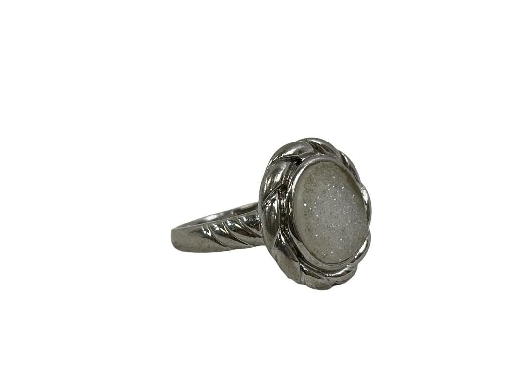 Drusy Quartz Ladies .925 Silver Ring