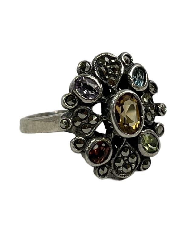 Ladies .925 Silver Multi Gemstone Ring