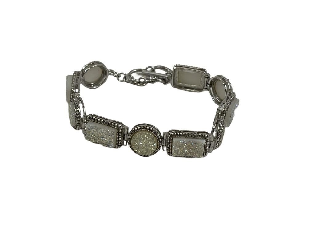 Drusy Quartz Ladies .925 Silver Bracelet