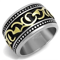 Two-tone Gold-ion Plated Tribal Pattern Ring