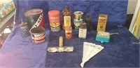 Tray Of Assorted Vintage Tins, Bottles & More