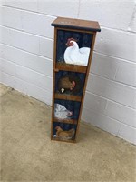 Wooden Narrow Chicken Decorated Cabinet