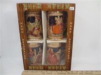 4 - hand painted beer steins, new in box